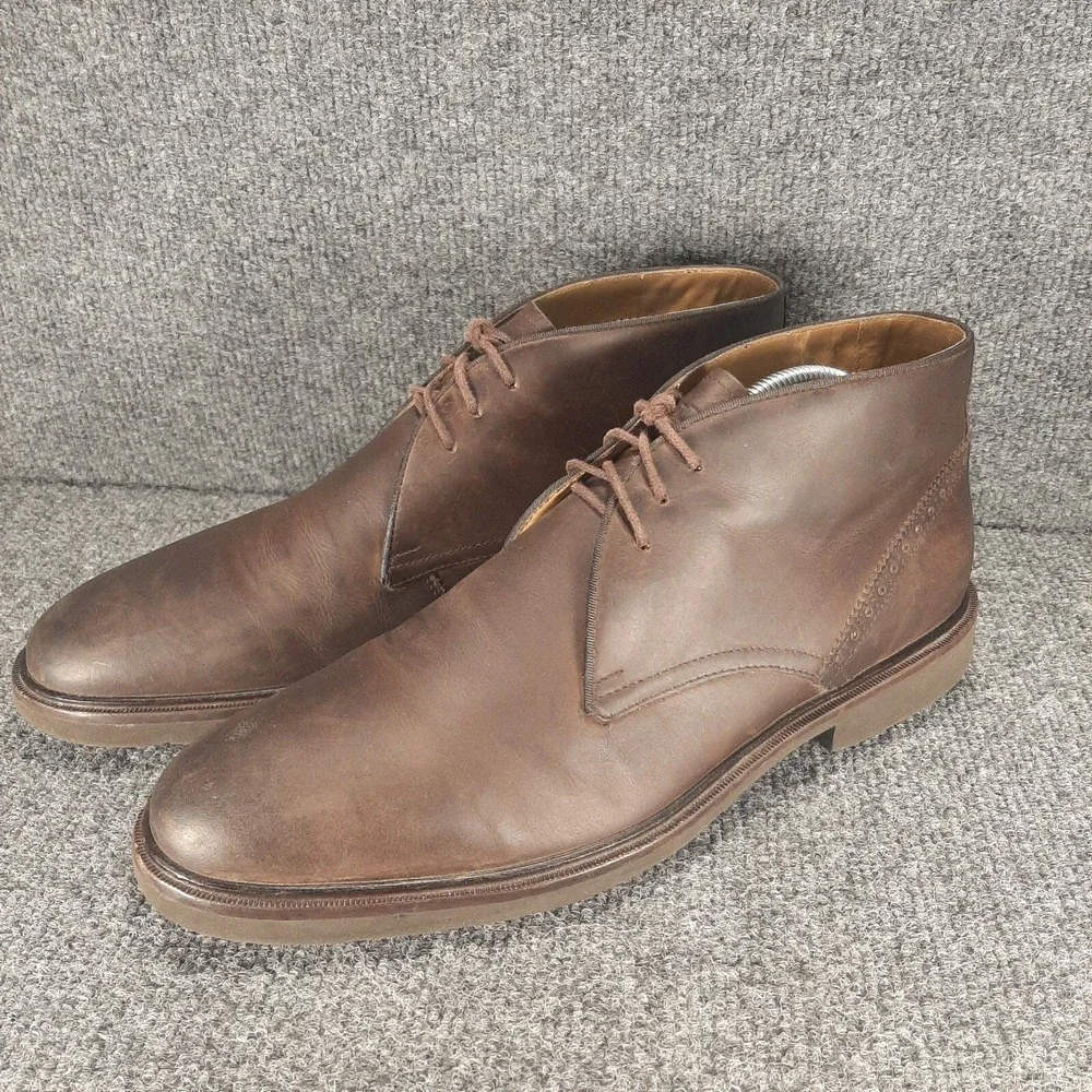 Florsheim Men's Chukka Ankle Boots Brown 100% Leather Tie Top 10-10.5 D READ